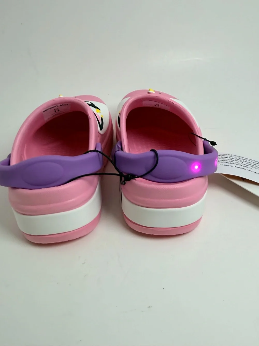 Kids Unicorn Clog Sandals in Pink with Purple Strap lights up